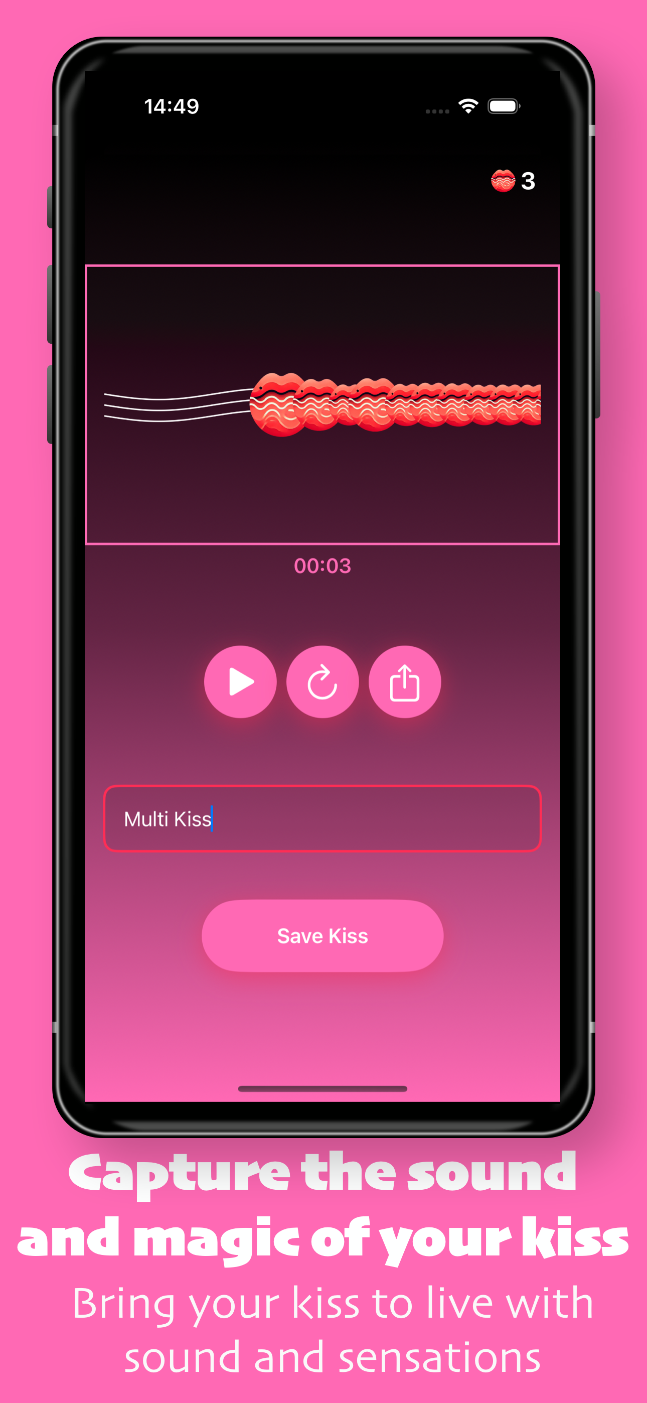 KissTouch App - Record and Send Kiss Patterns Screen