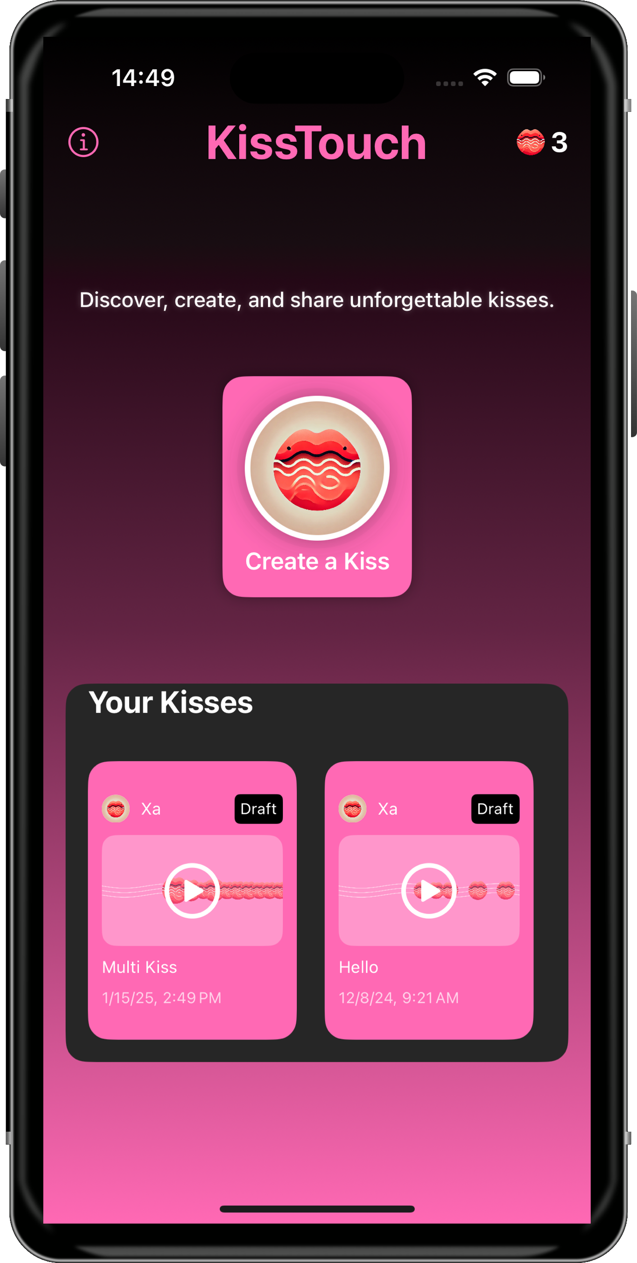 KissTouch App Interface Preview